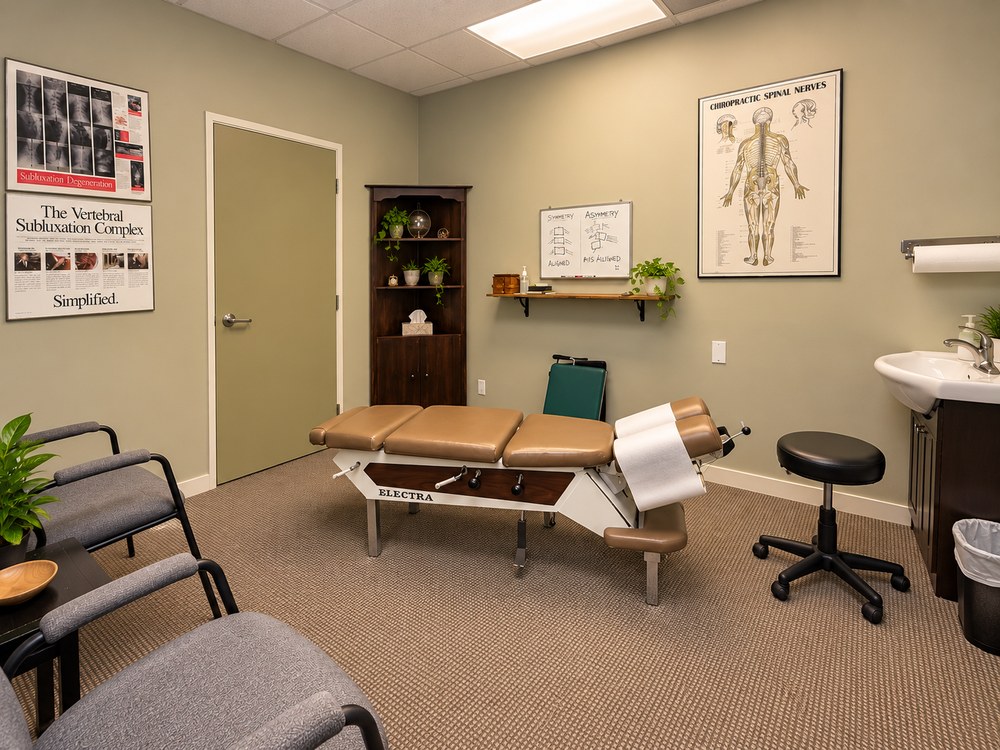 The Summerland treatment room, with the treatment table ready